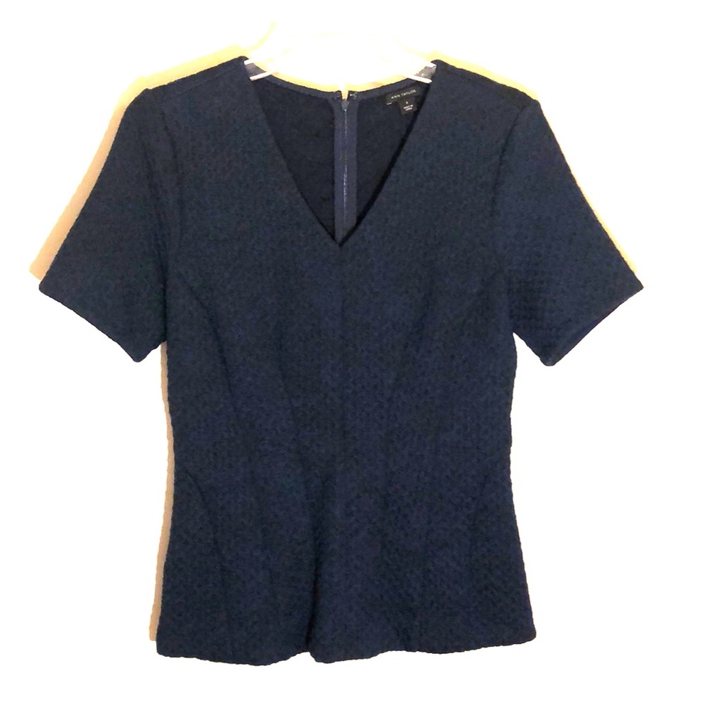 Sexy Ann Taylor short sleeve navy sweater!